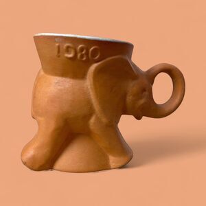 Frankoma 1980 GOP Republican Orange Elephant Mug Vintage Political Collectible